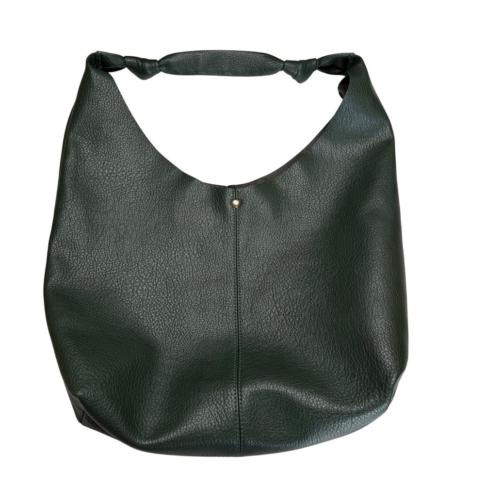 ANTHROPOLOGIE The Love Knot Sloucy Hobo Bag Forest Green Pebbled Knotted Strap - Picture 2 of 10